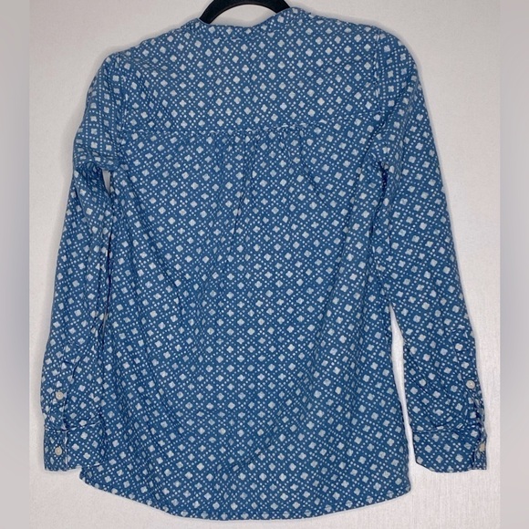 MADEWELL CHAMBRAY FLORAL STAMP POPOVER BLOUSE SIZE XS - Picture 9 of 9
